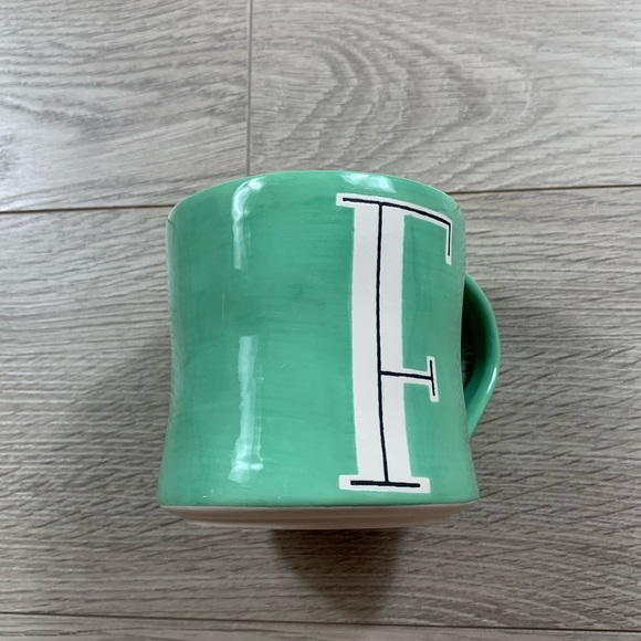 Anthropologie Mug - Monogrammed Initial Letter F - Mint Green & White - Picture 4 of 7